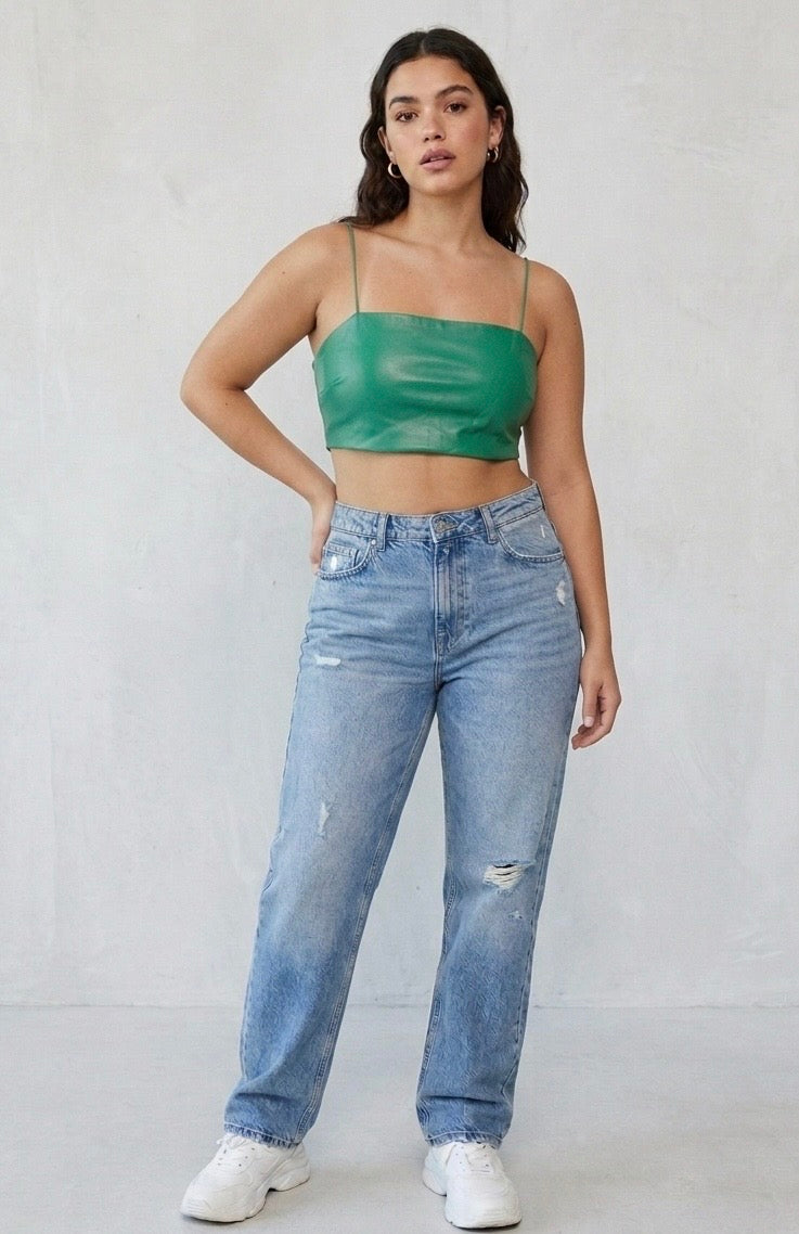 Stradivarius leather Crop-top medium #40114