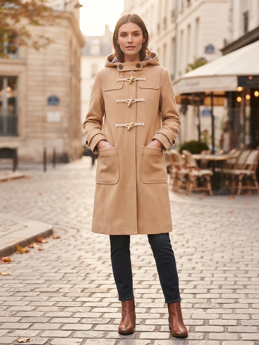 Bershka women wool hood coat xs