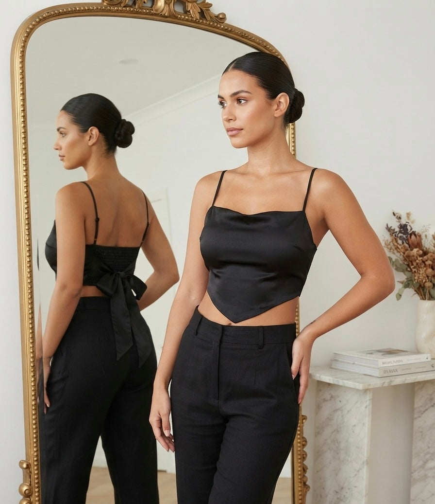 Ruishi satin crop top medium