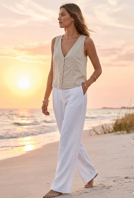 Stradivarius women linen vest M #40064