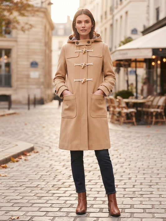Bershka women wool hood coat xs