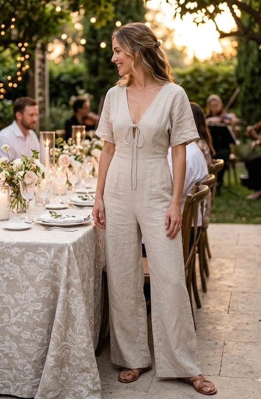 Stradivarius women linen overall medium #60006