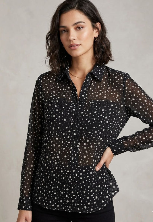 Stradivarius women sheer top medium #40060