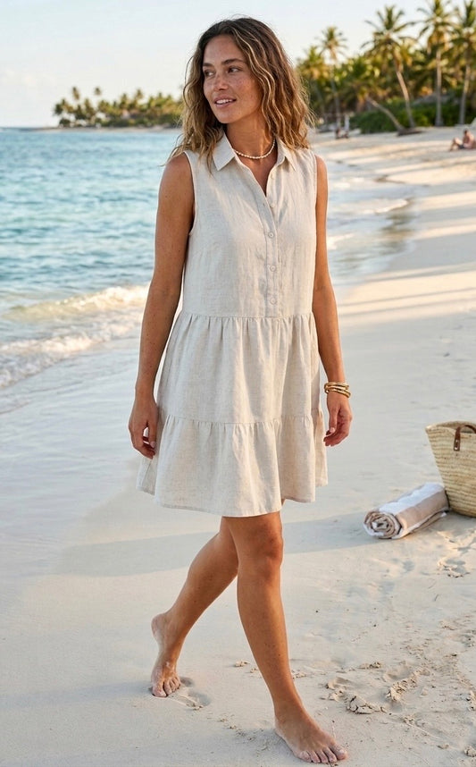 Stradivarius women linen dress medium #60004