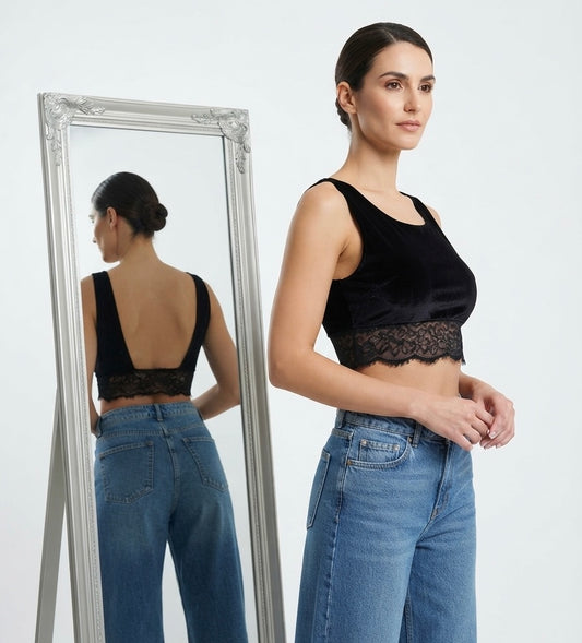 Oysho velour crop top#40275