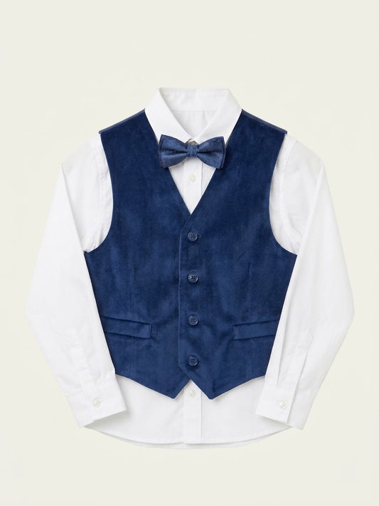 Nautica top set 3-pieces ( shirt-vest-ribbon) 6 years
