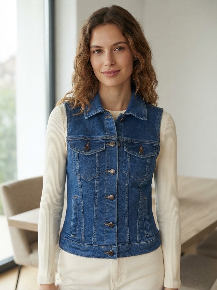 Bershka women denim vest xs