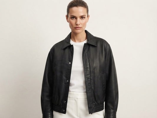 Zara women heavy leather jacket large