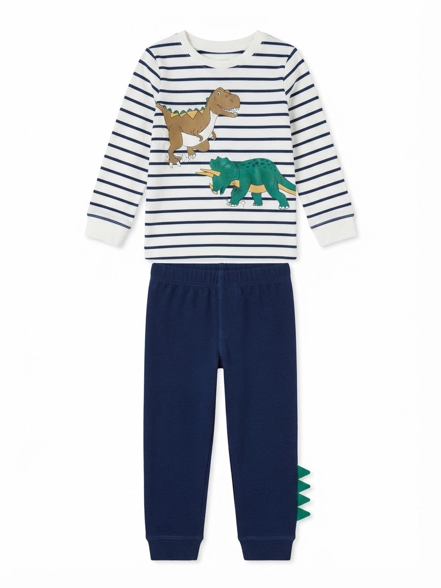 Carter's 2-Piece Striped Dinosaur Jersey Tee & Jogger Pant Set - Toddler Boy 5T